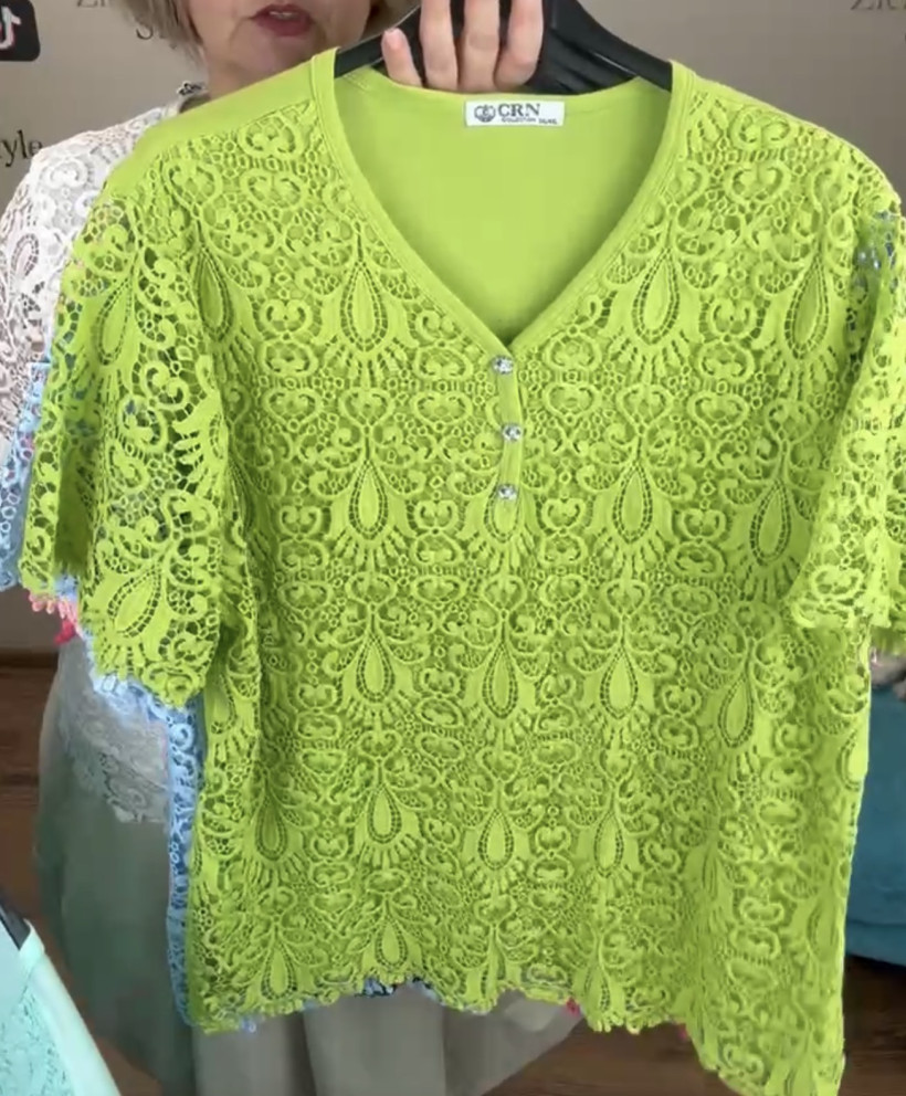 Bluzka jednokolorowa gipiurowa 2xl/ 3xl // 3xl/4xl - CRN 1952  -limonka