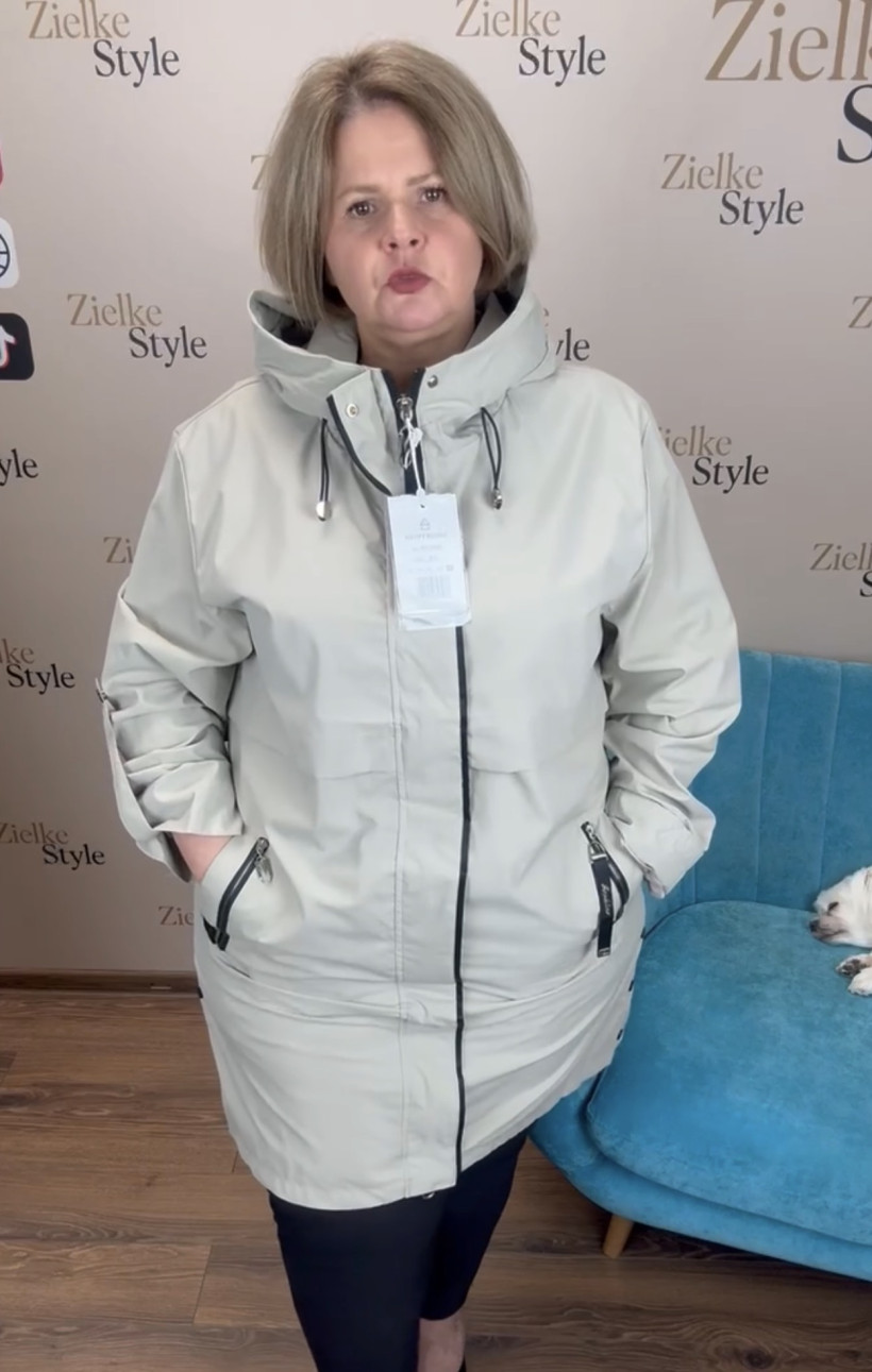 Kurtka / Płaszczyk jednokolorowa z kapturem, happy - 2xl - beż