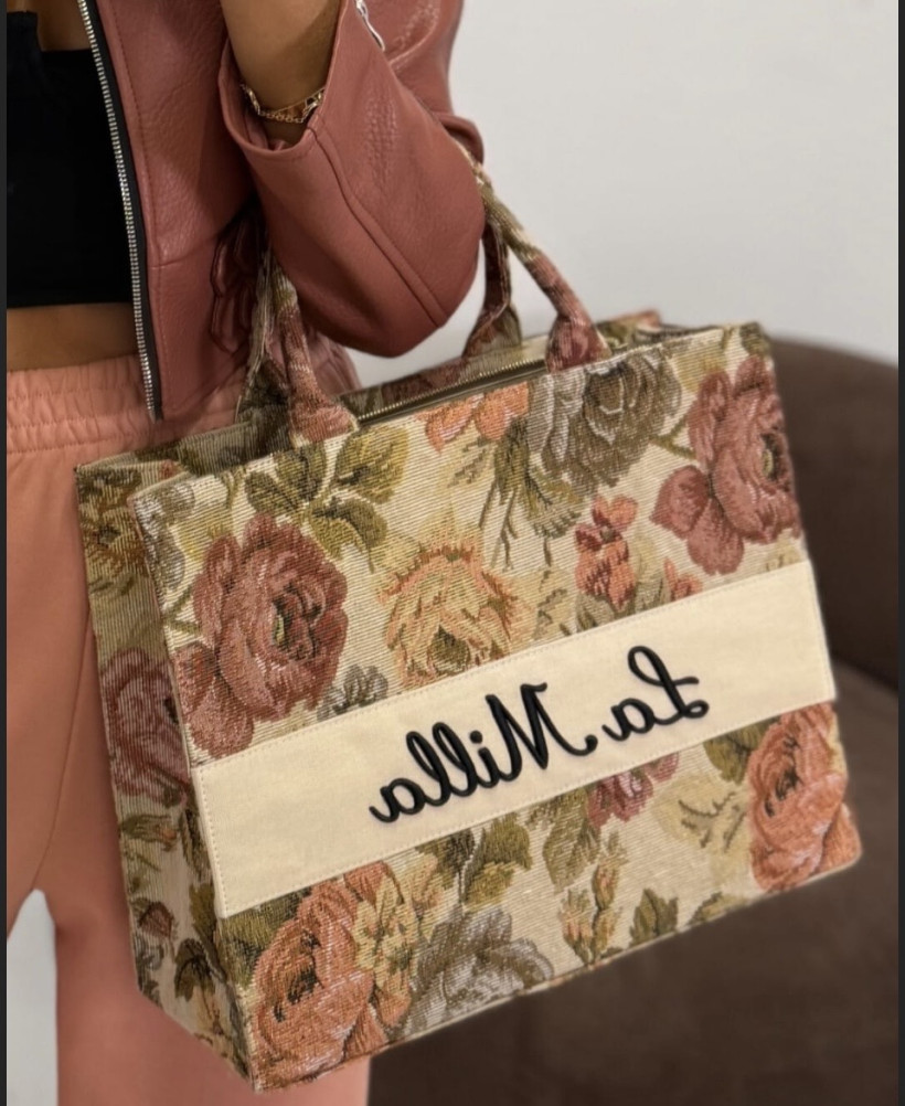 LA MILLA TOREBKA ŻAKARDOWA CZARNY NAPIS