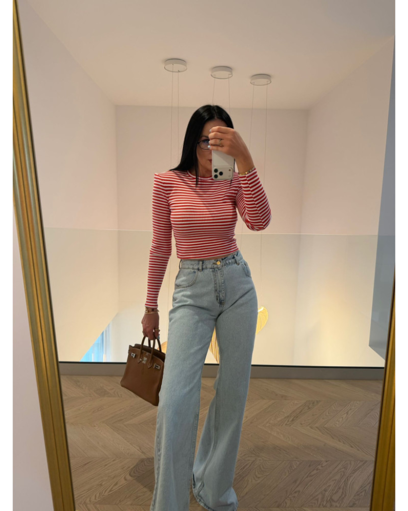 LA MILLA BLUZKA PASKI CZERWONO BIAŁE