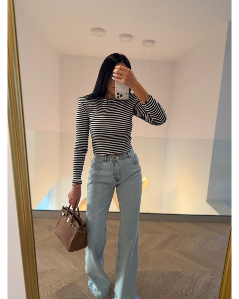 LA MILLA BLUZKA PASKI CZARNO BIAŁE