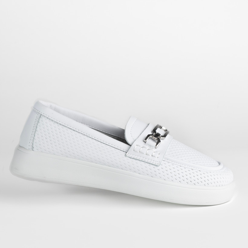 WYPRZEDAŻ Mokasyny damskie ażurowe skórzane PURLINA PD4200 klamra