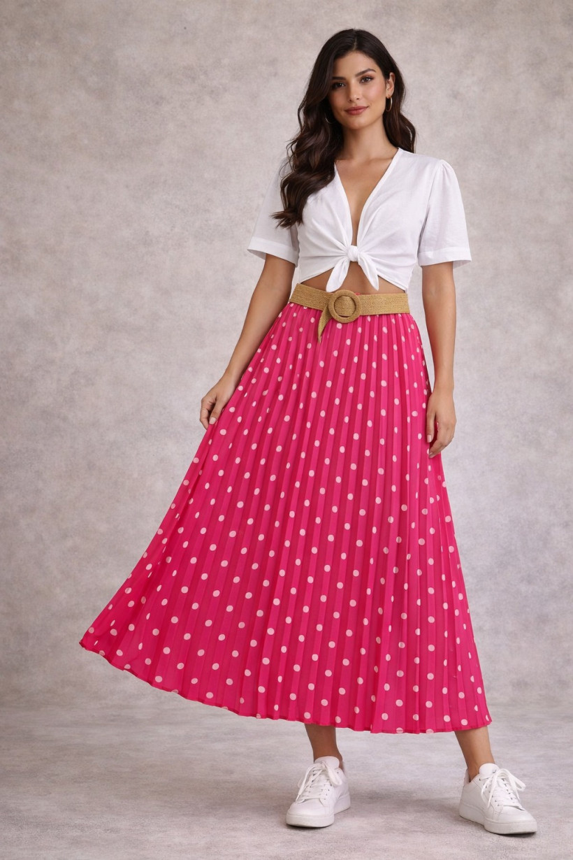 Spódnica groszki różowa