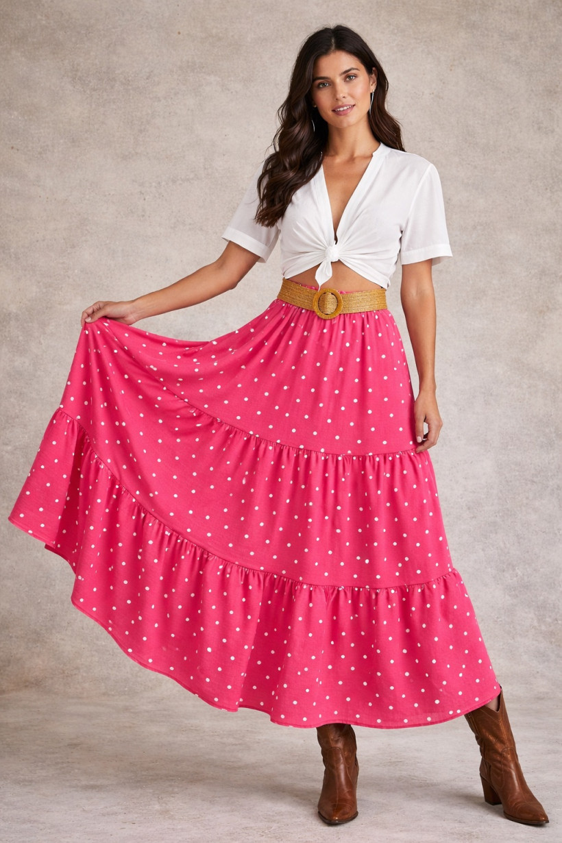 Spódnica groszki różowa