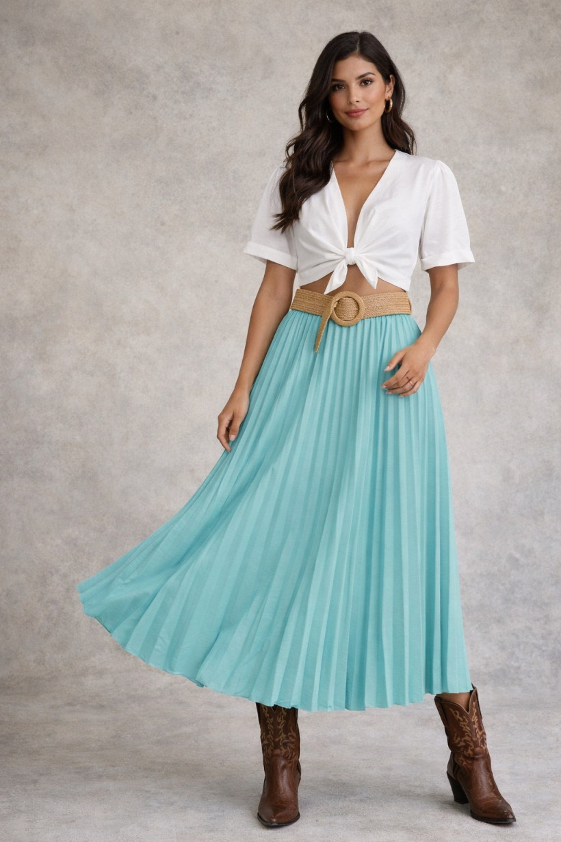 Spódnica plisowana seledynowa