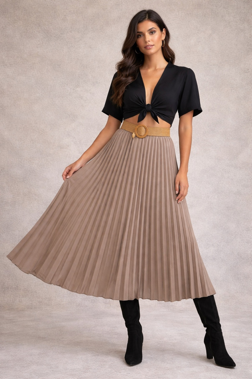 Spódnica plisowana beżowa