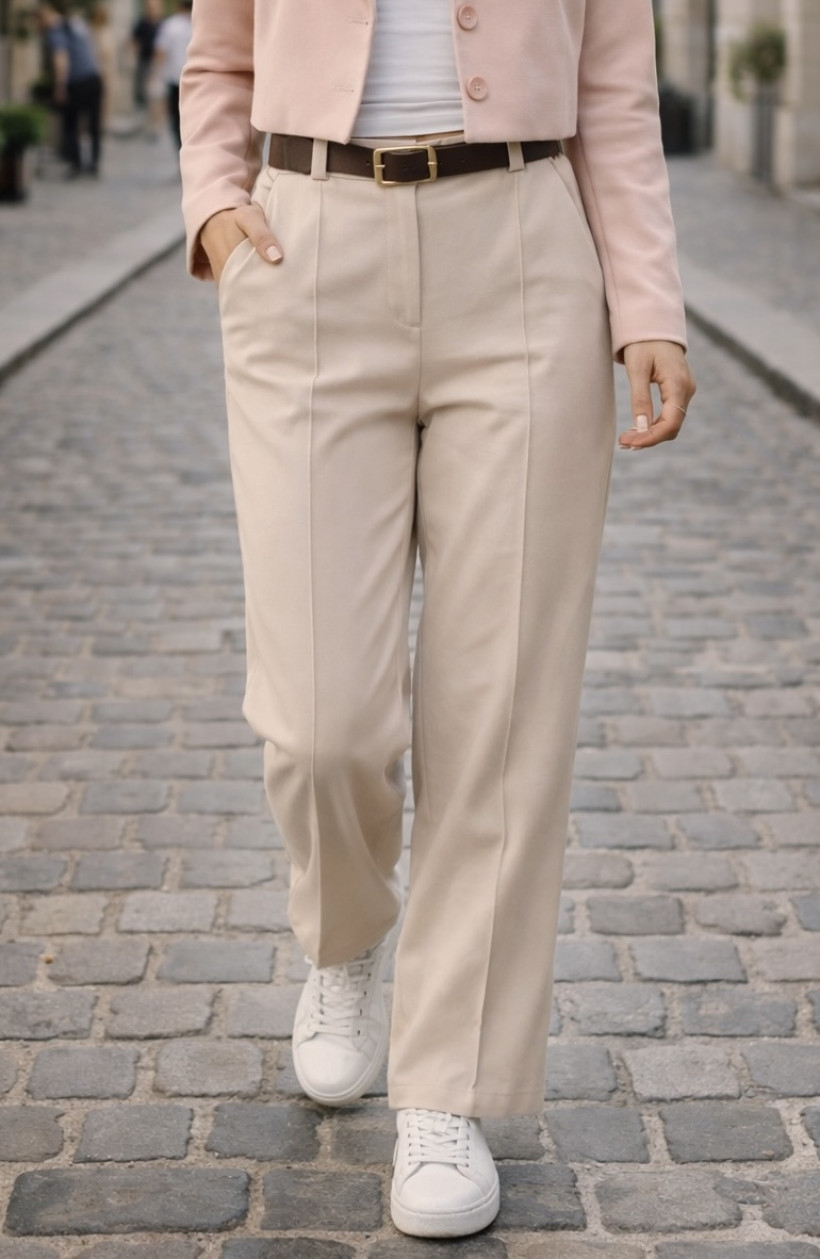 Spodnie z paskiem  beżowe 