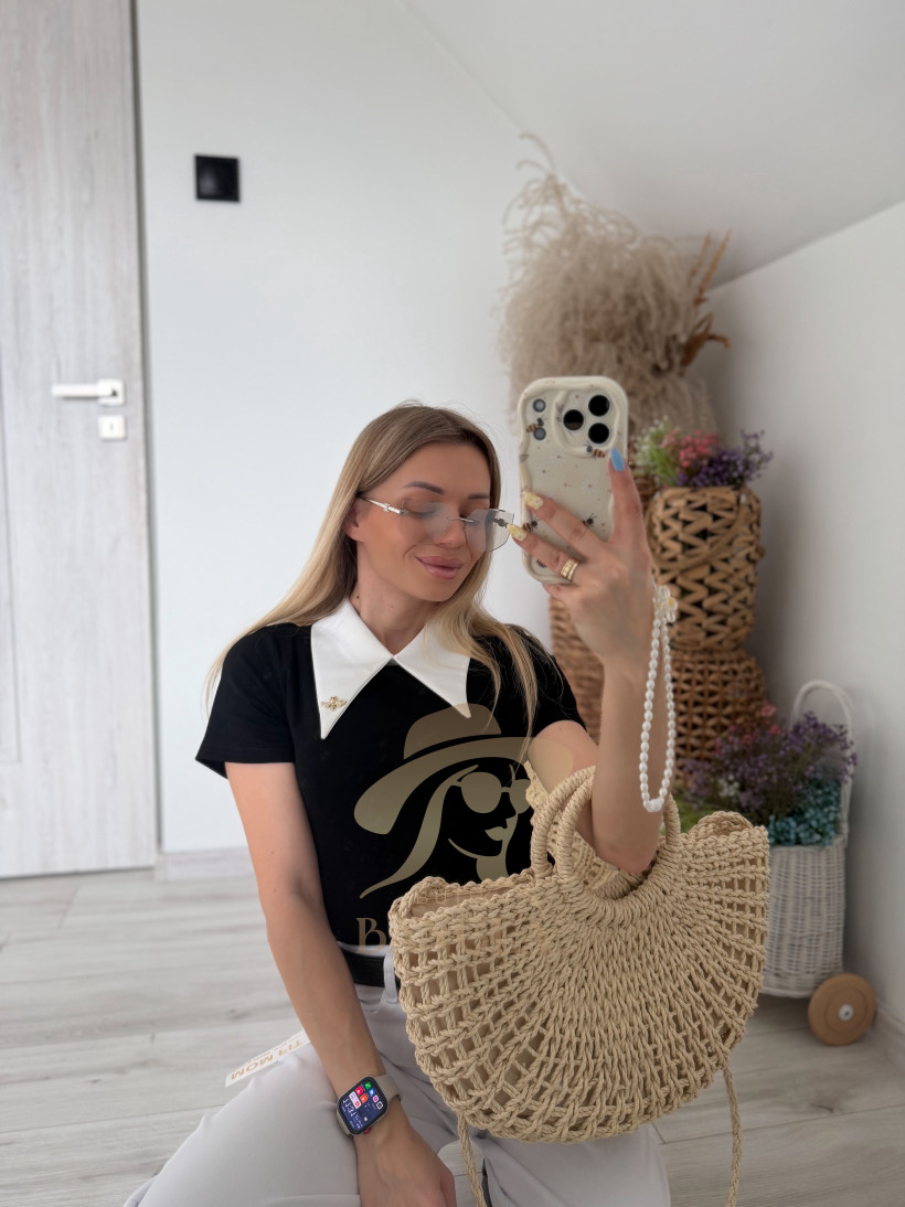 Bluzka Kołnierzyk z broszką - Z1540#