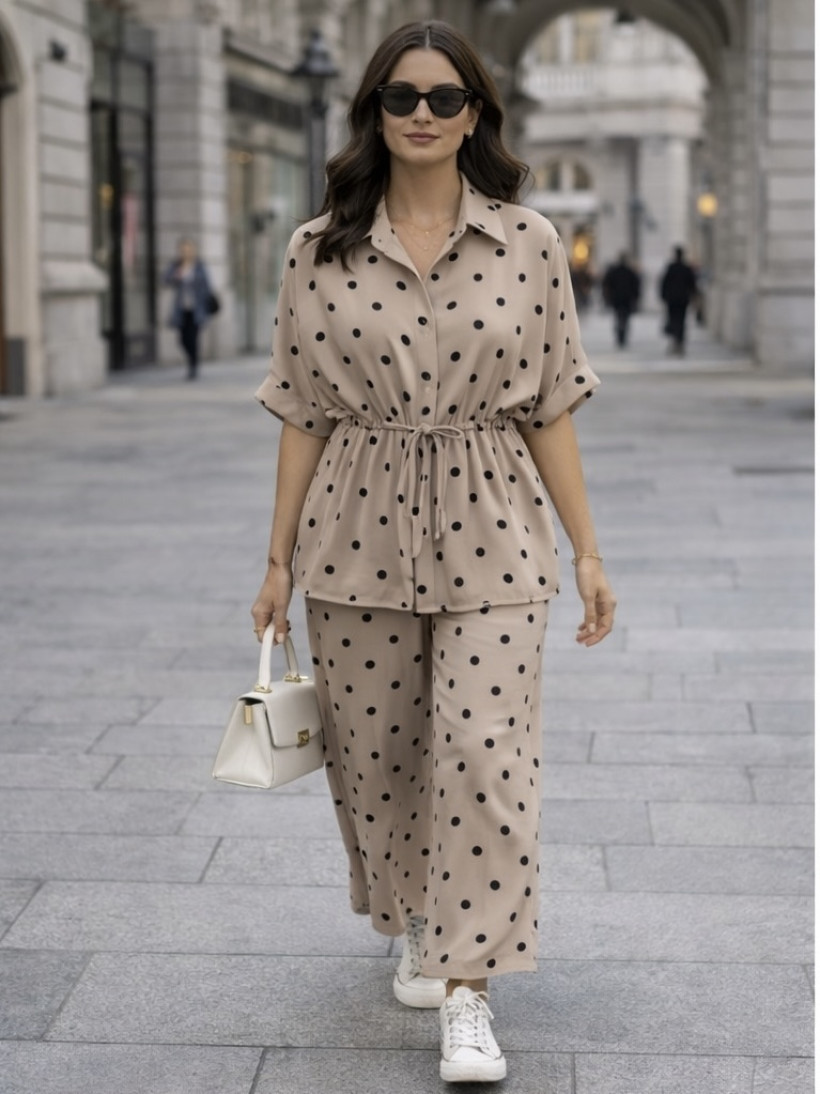 Komplet groszki beżowy 