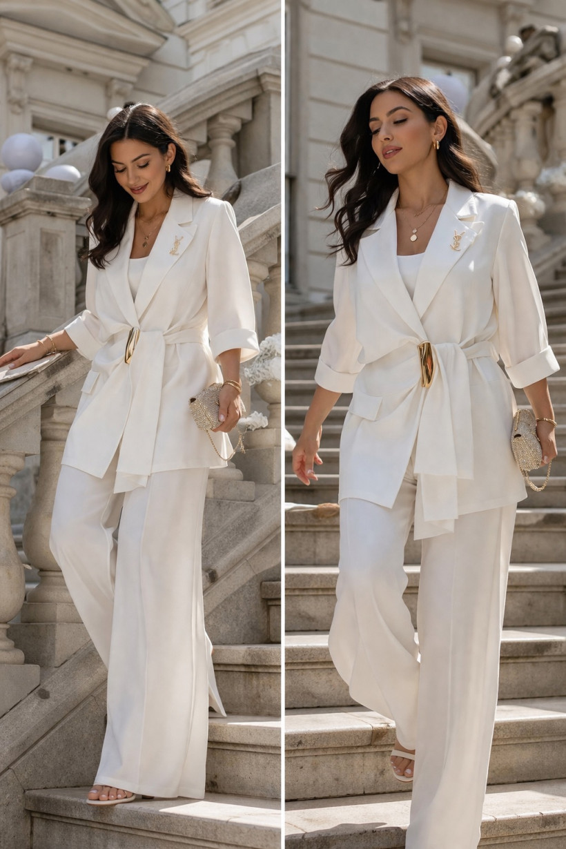 Komplet elegancki biały