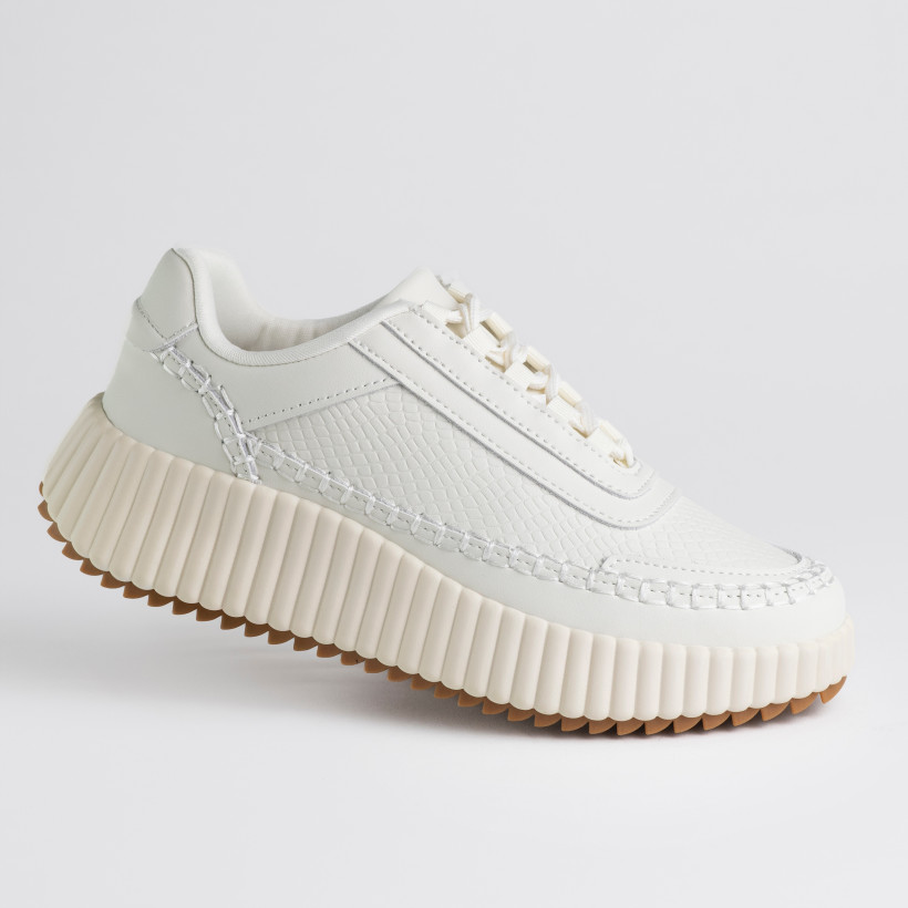 WYPRZEDAŻ Sneakersy damskie skóra GOODIN GD-HY08 ryflowana platforma lekkie krem