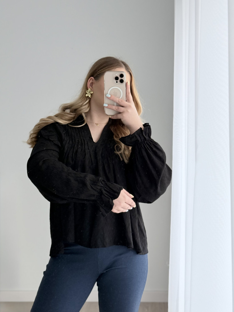 Czarna koszula w stylu boho | mbyM | (M, L, XL)
