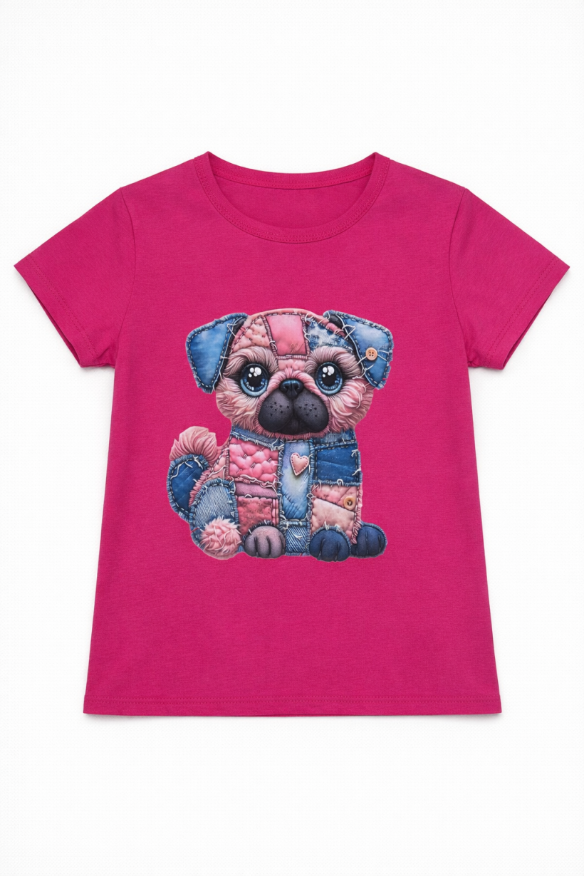 W T-shirt PIESEK W ŁATKI 2370-FUKSJA