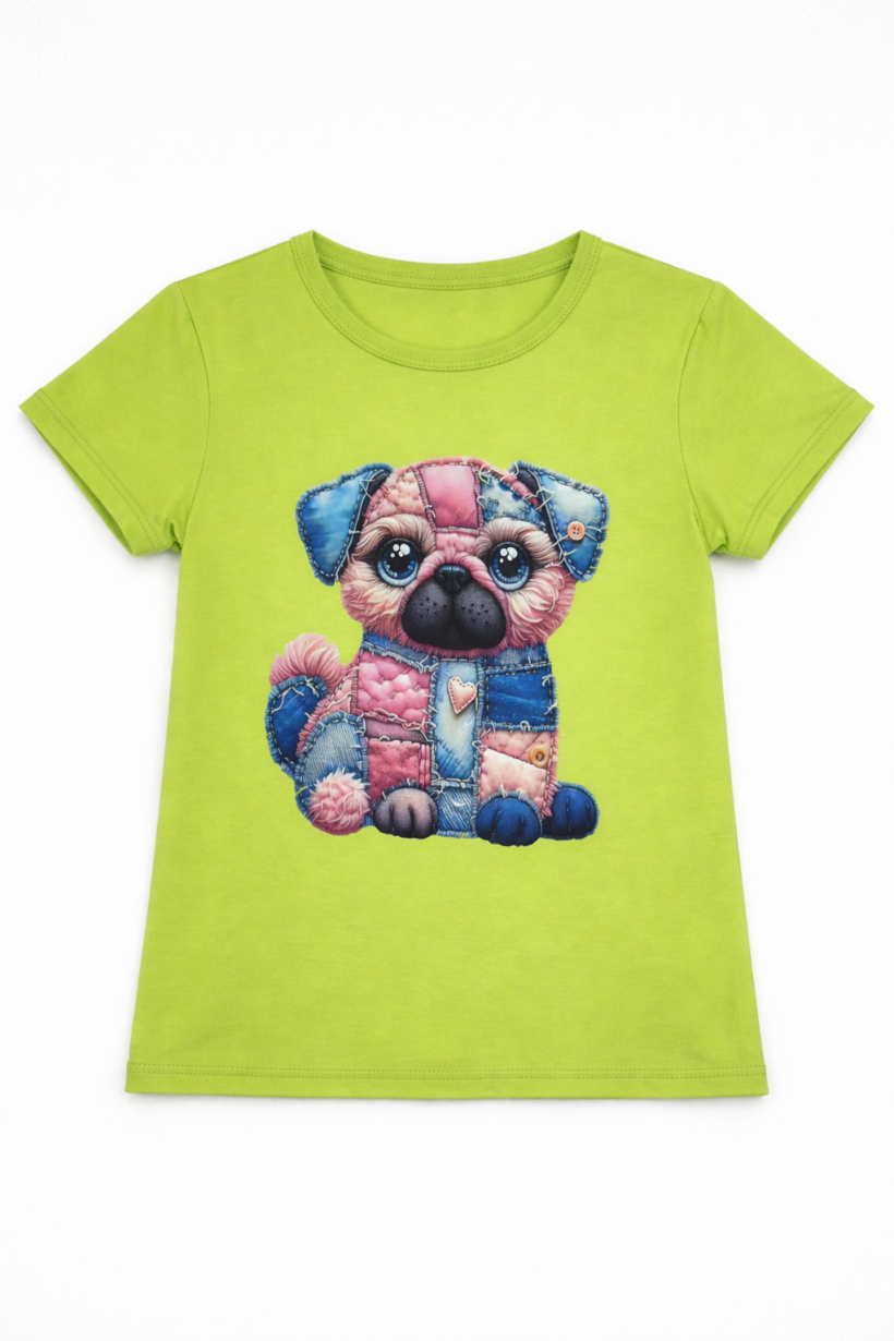 W T-shirt PIESEK W ŁATKI 2370-LIMONKA