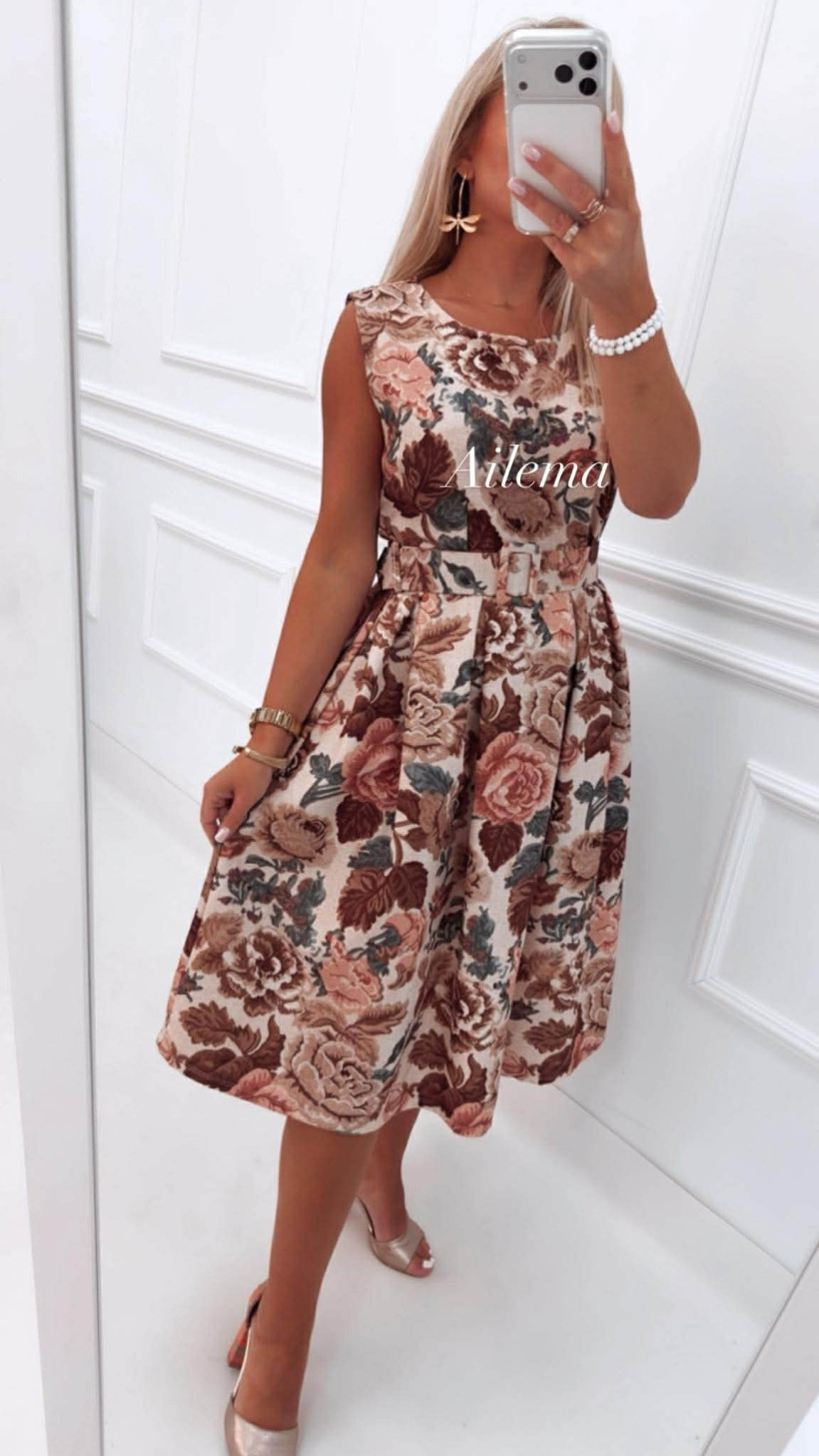 Sukienka na ramiączka  w kwiaty SK972 