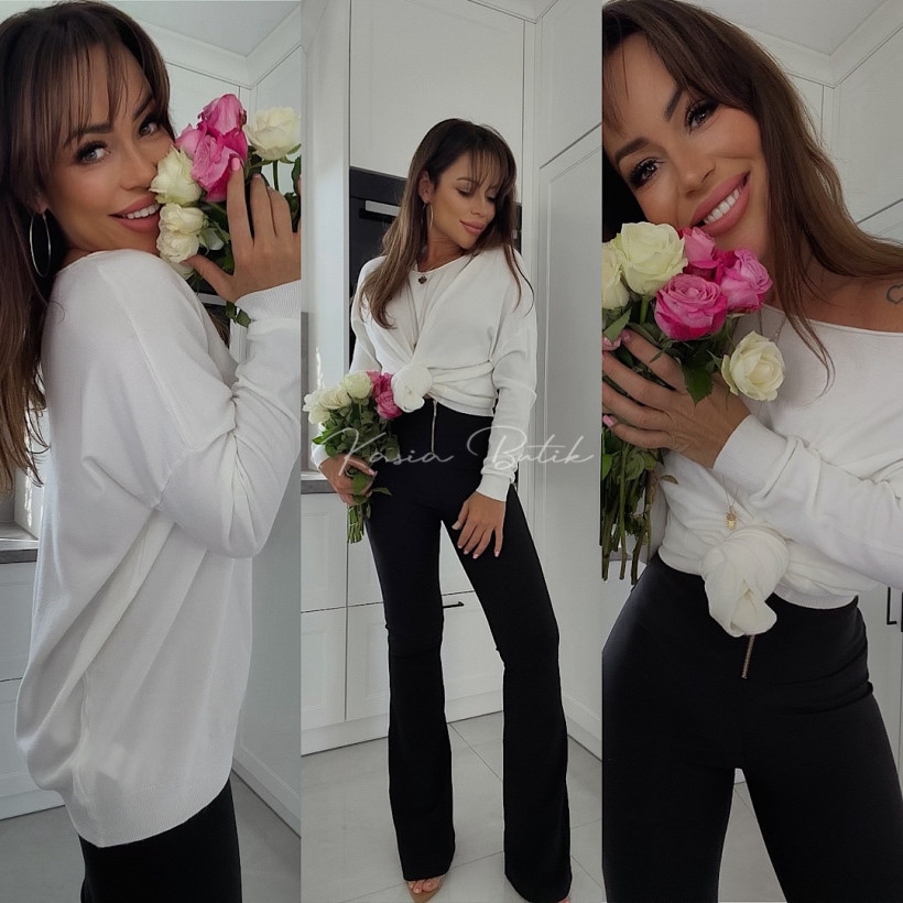 Sweterek Wiskozowy Hugo Classic Śmietankowy