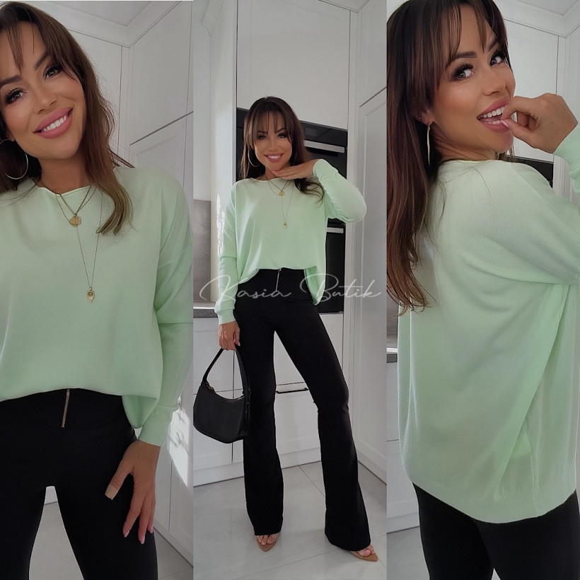 Sweterek Wiskozowy Hugo Classic Pastelowa Matcha