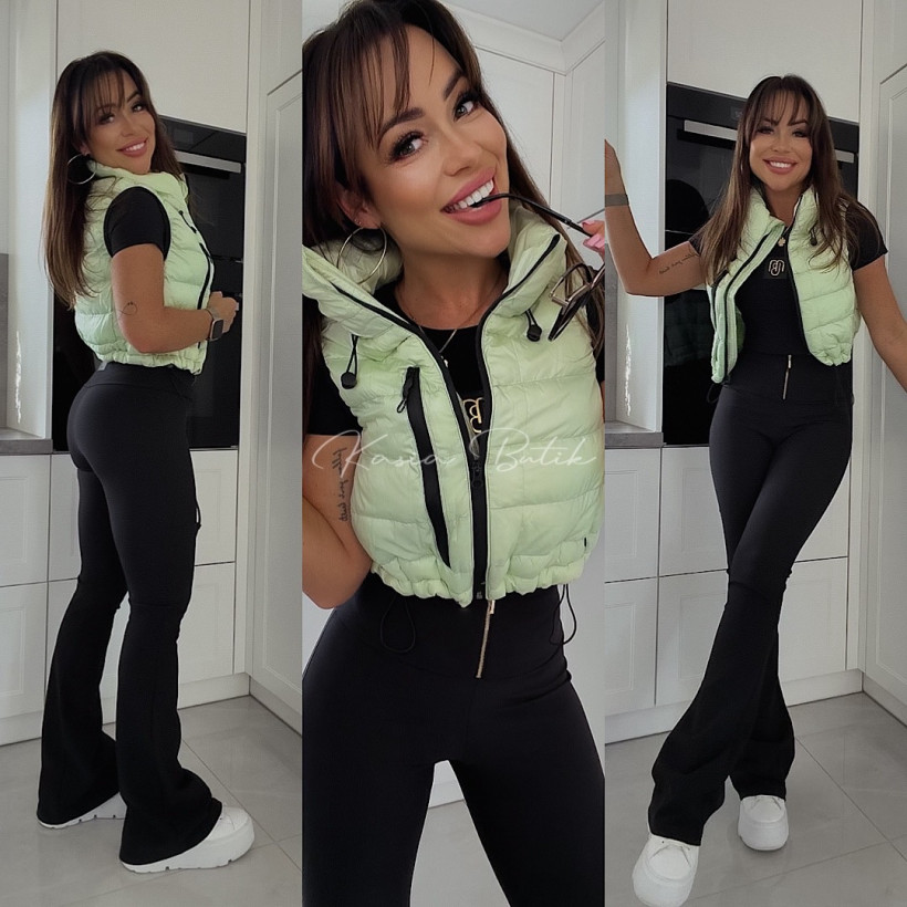 Kamizelka Bawełniana I8 Fashion Ściągacz  Pastelowa Matcha