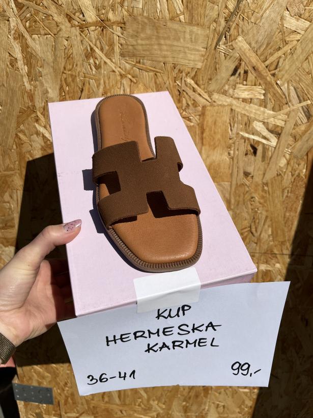 HERMESKA KARMEL 02 crosta camel klapek hermes skóra