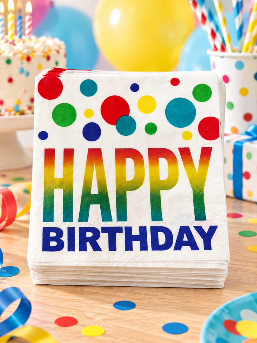 Serwetki papierowe Happy Birthday 24,6 × 24,6 cm – 16 szt.