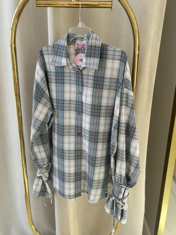 LA MILLA KOSZULA KRATA CIENKA DZWONKI TURKUS