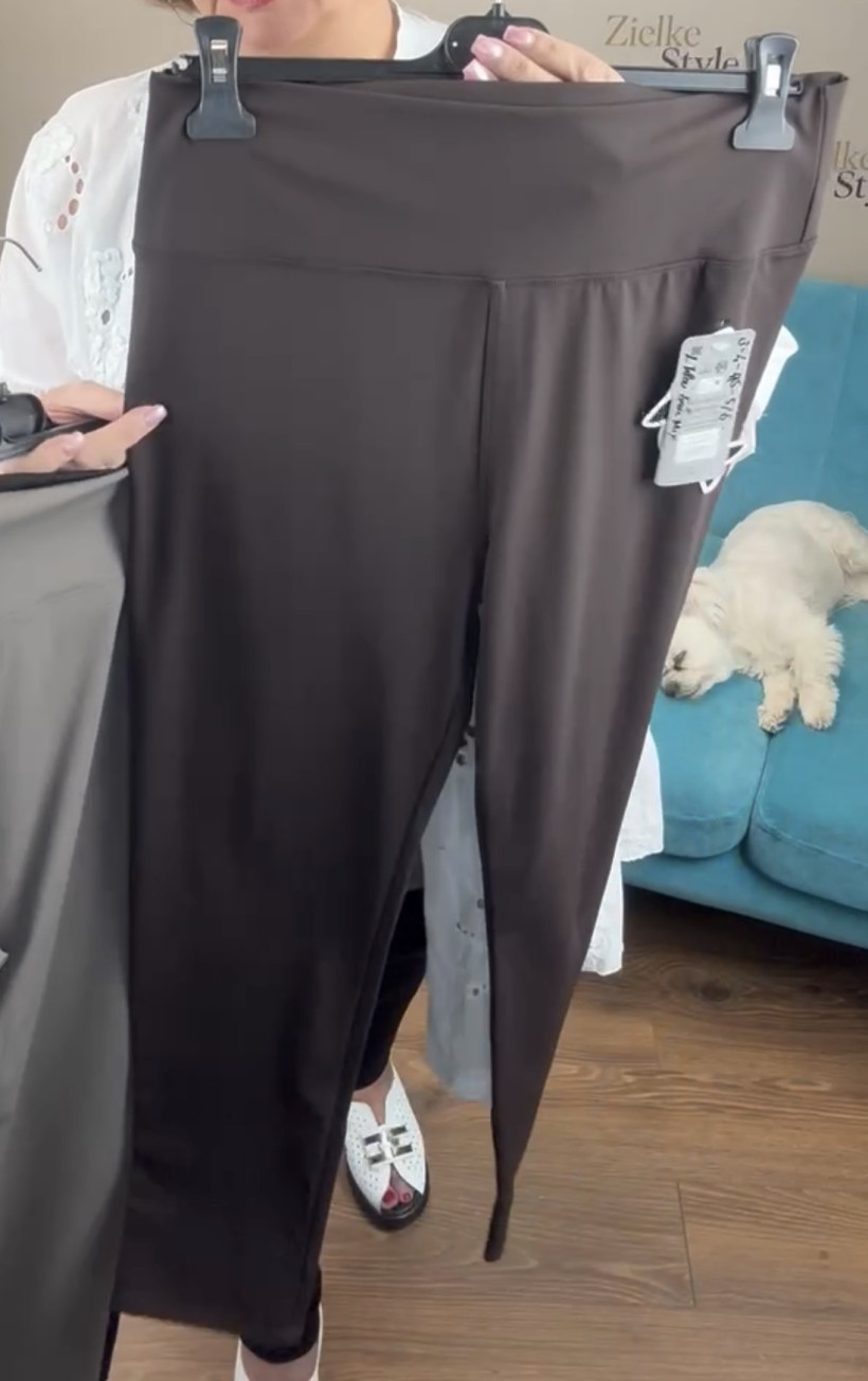 Leginsy gładkie szeroki pas "płetwonurka" - 3/4xl - 2603 - czekolada