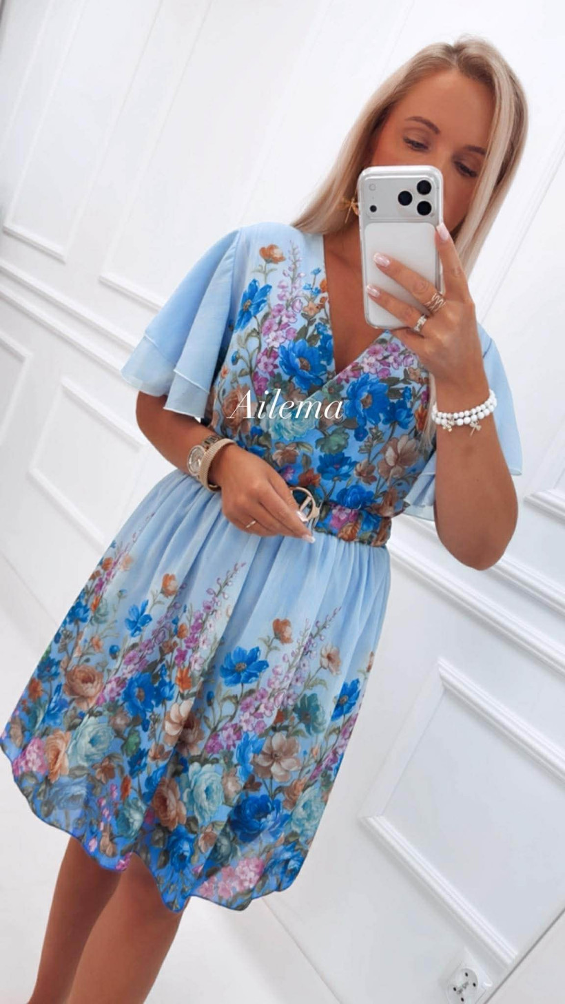 Sukienka w kwiaty SK602 pasek 