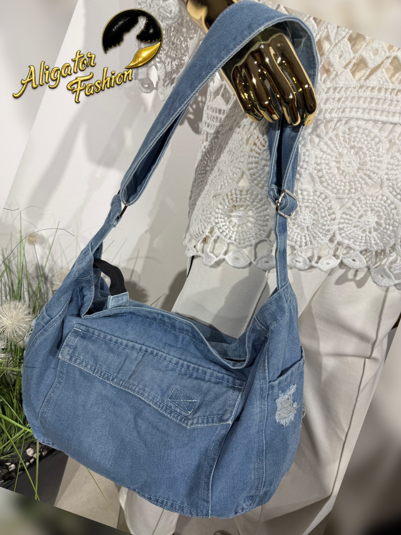 Torba jeans jedna kieszeń 