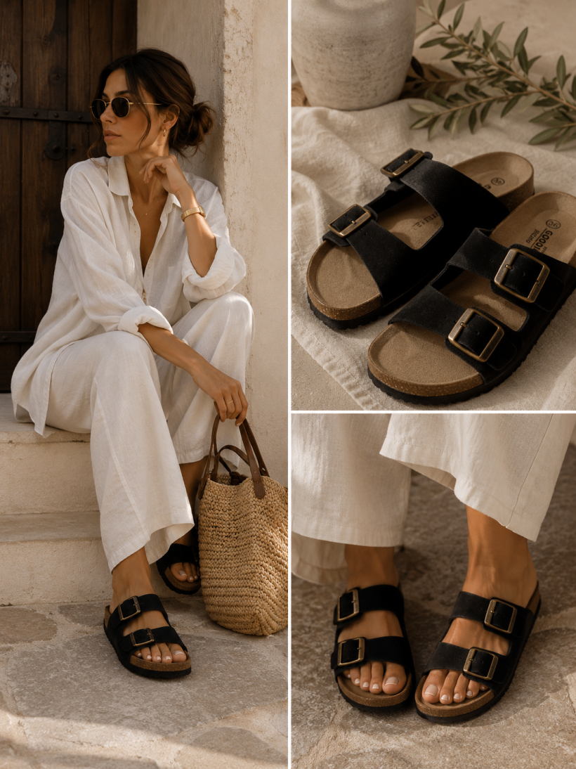 Klapki damskie casual skóra naturalna GOODIN GD-XF-1001