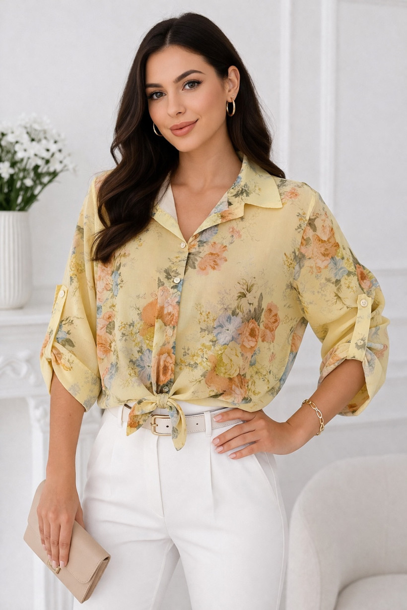 Bluzka w kwiaty żółta