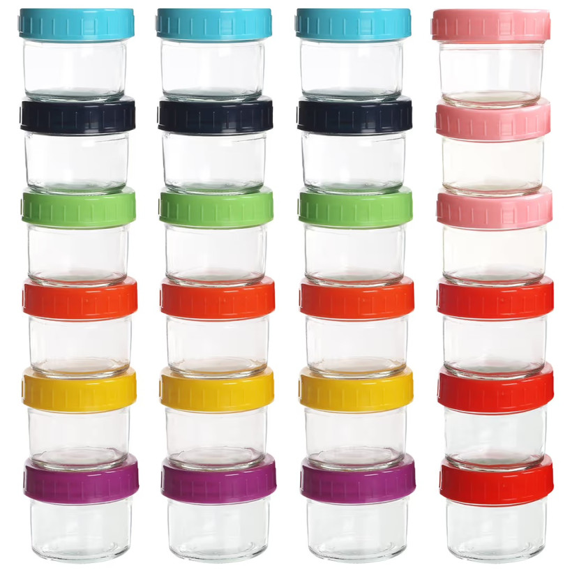 szklany pojemniczek z kolorową przykrywką 100ml