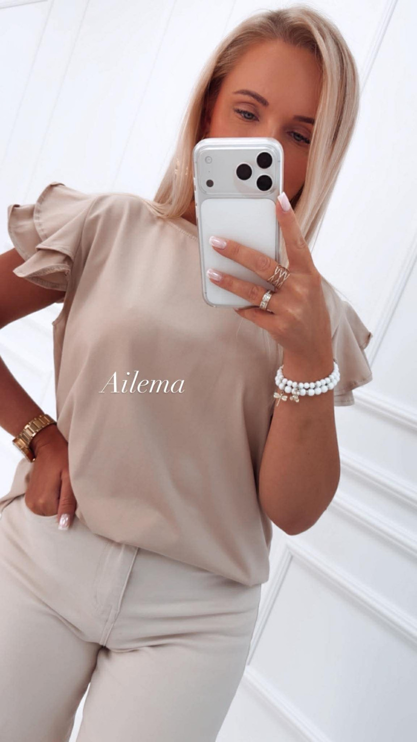 Bluzeczka okrągły dekolt BL942 rękaw falbanka 