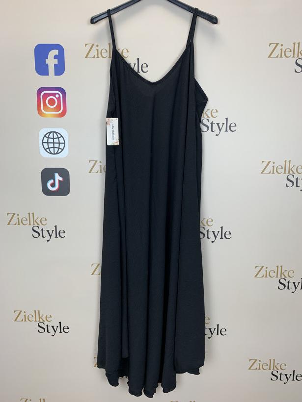 Italia nr 11 - Sukienka na ramiączkach jednokolorowa - 5578 - czarny