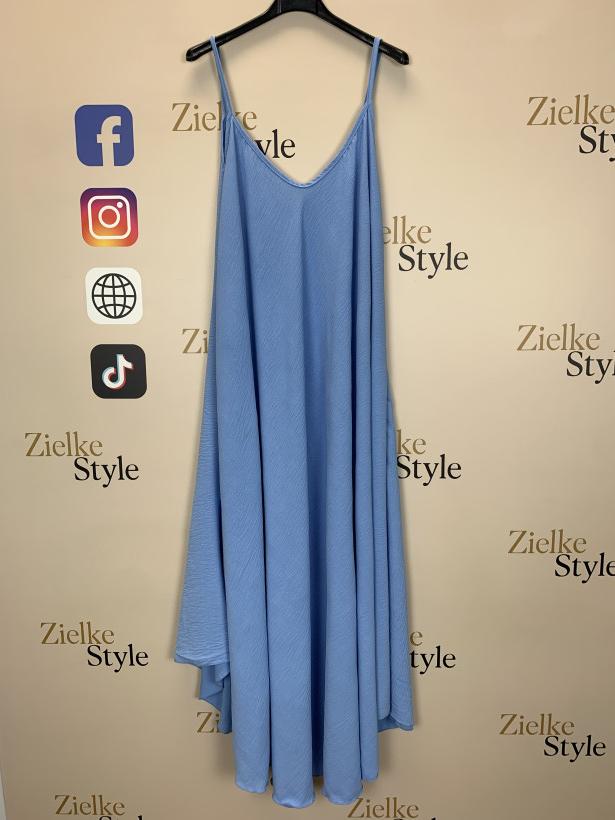 Italia nr 11 - Sukienka na ramiączkach jednokolorowa - 5578 - niebieski