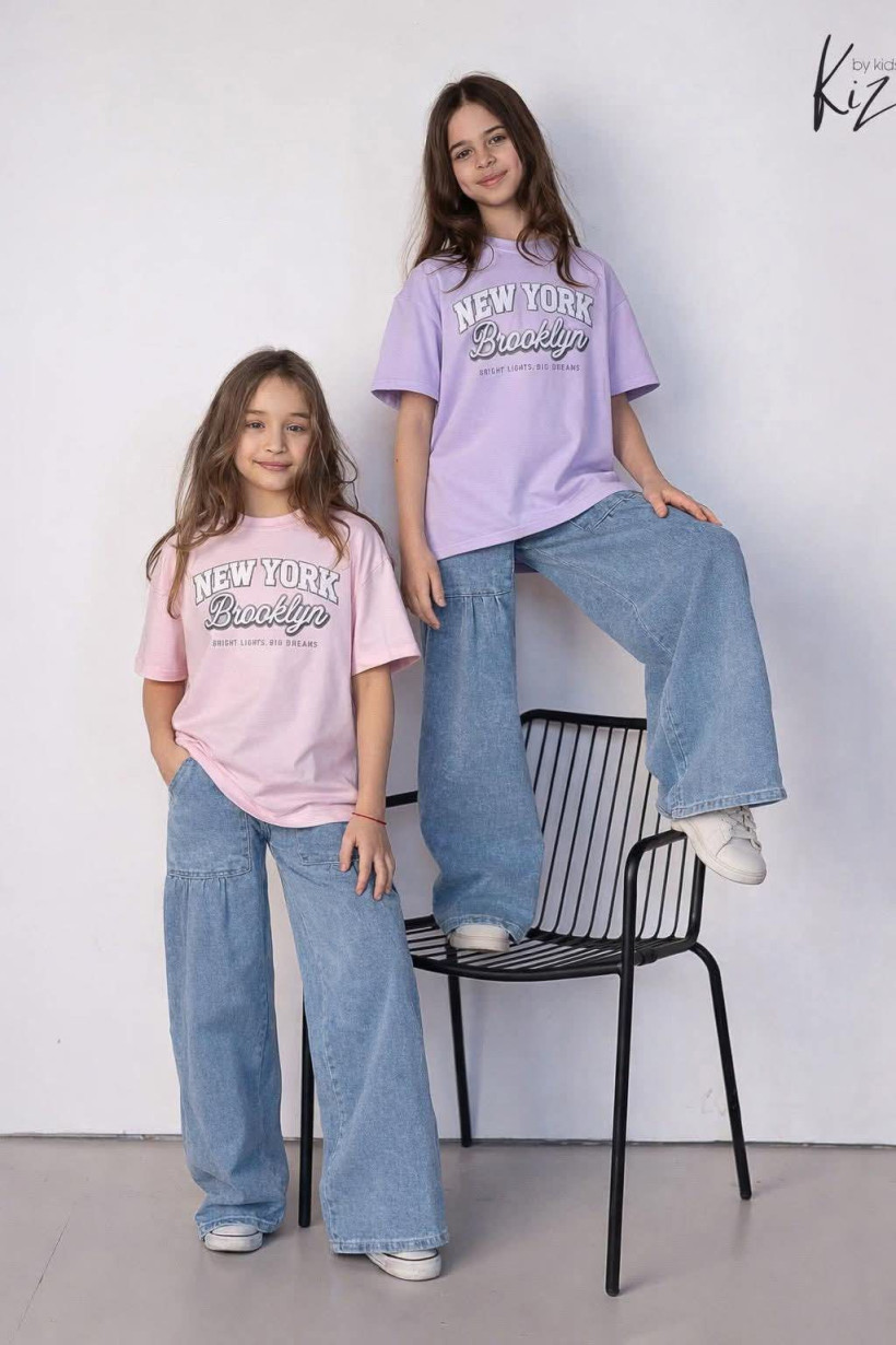 T-SHIRT OVER LILA NEW YORK BROOKLYN KIZ