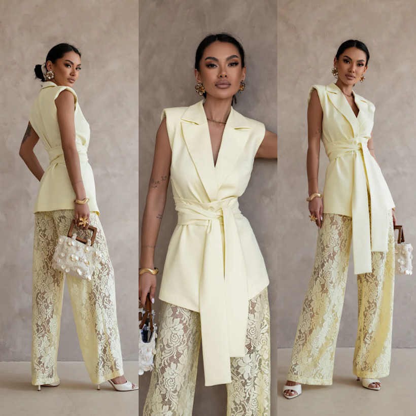 Komplet Wiskozowy Aura Pastelowy Żółty 