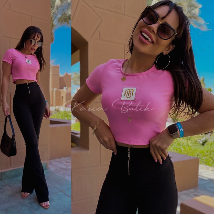 Top Wiskozowy Prążek Marbi Barbie Róż