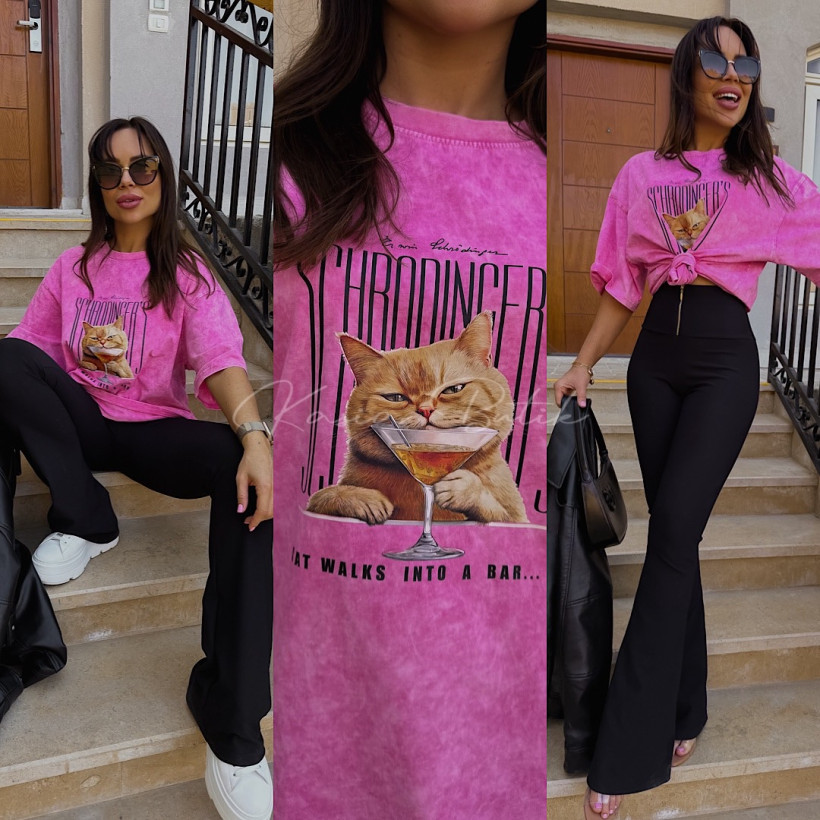 T-shirt Bawełniany Aperol Cat Melanż Róż