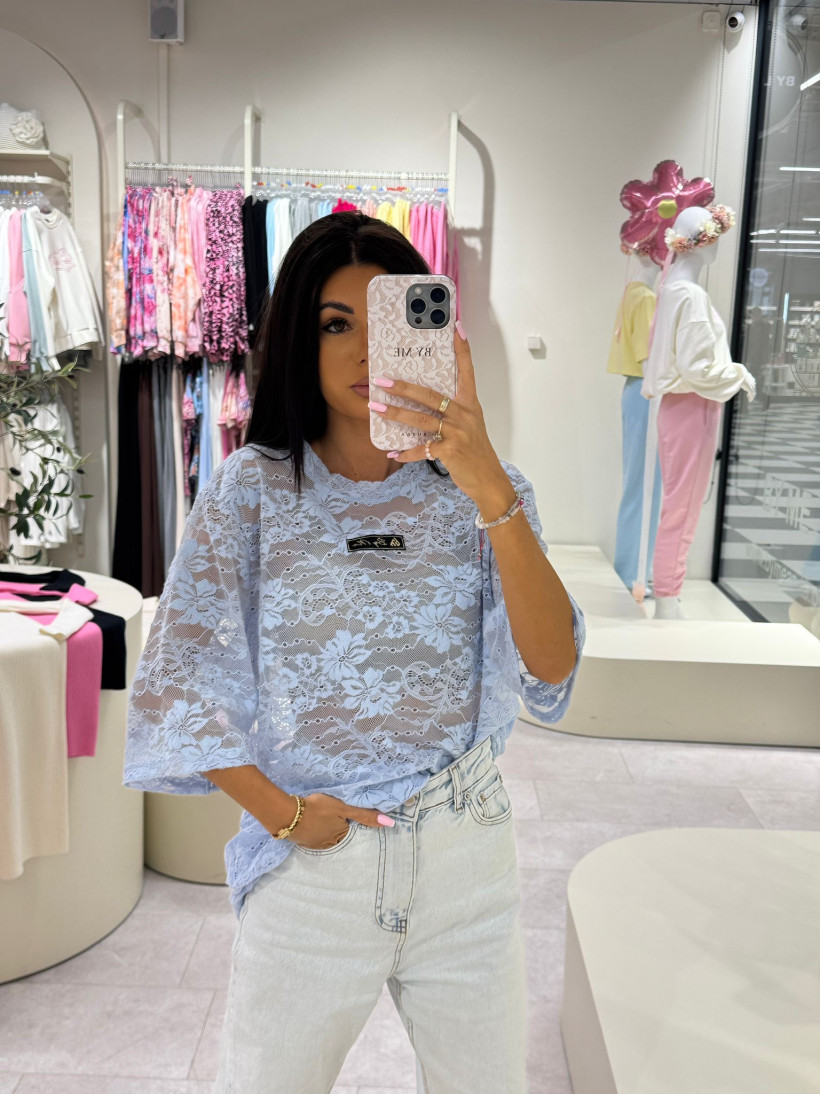 Bluzka By Me Marmaris kwiaty -błękit