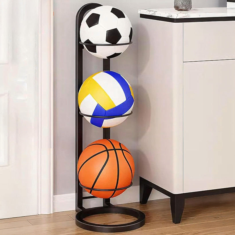 Stojak kosz na 3 piłki półka organizer do przechowywanie piłek metalowy