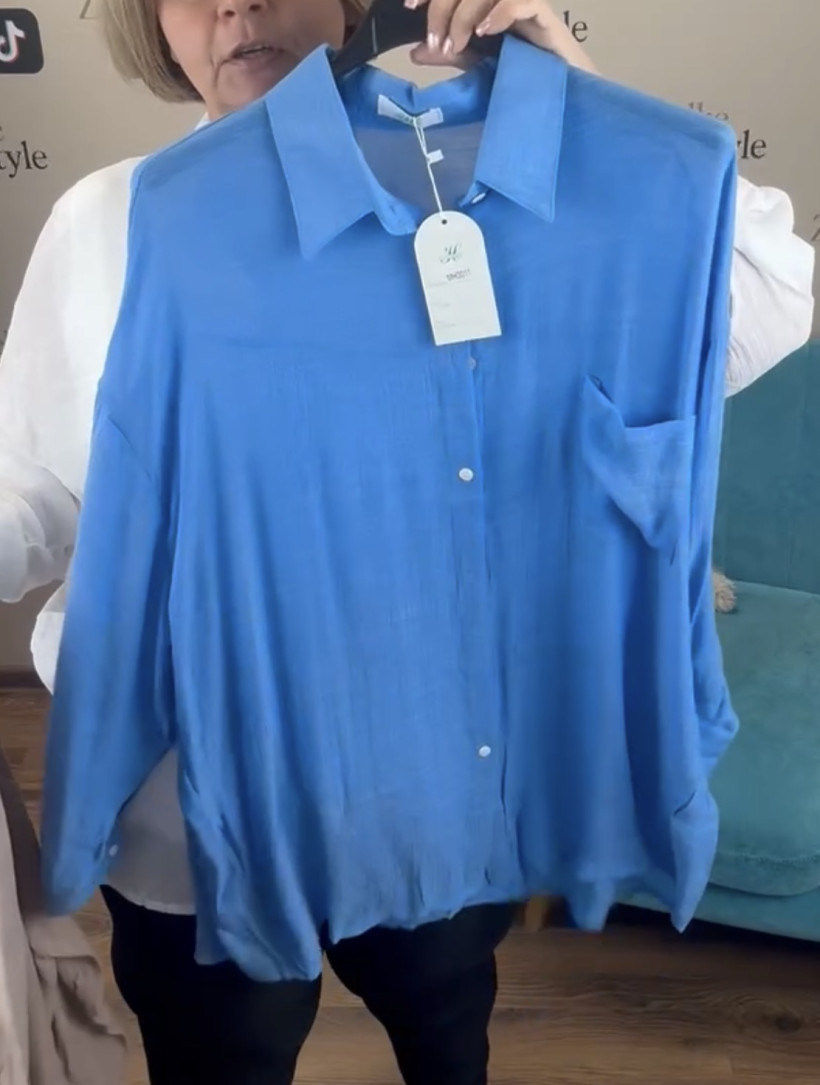 Koszula jednokolorowa - 3011 - jeans