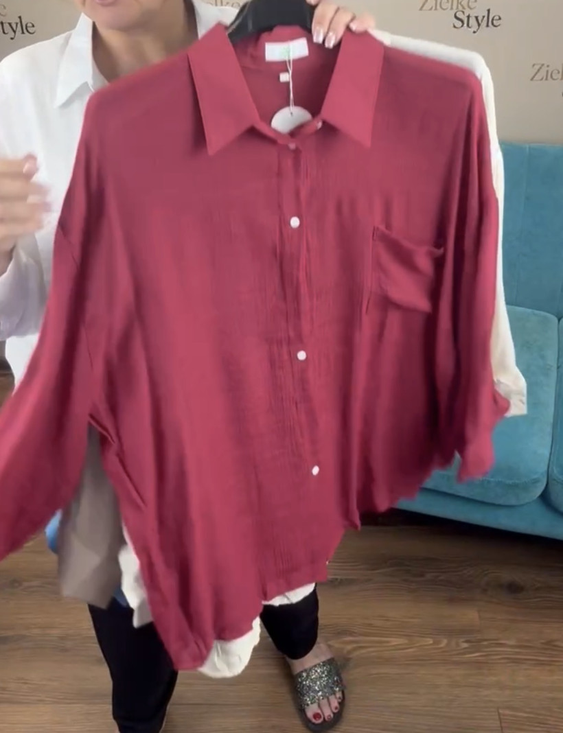 Koszula jednokolorowa - 3011 - bordo