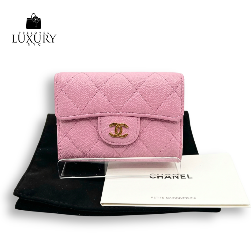 CHANEL Matelassé Caviar Leather Compact Wallet