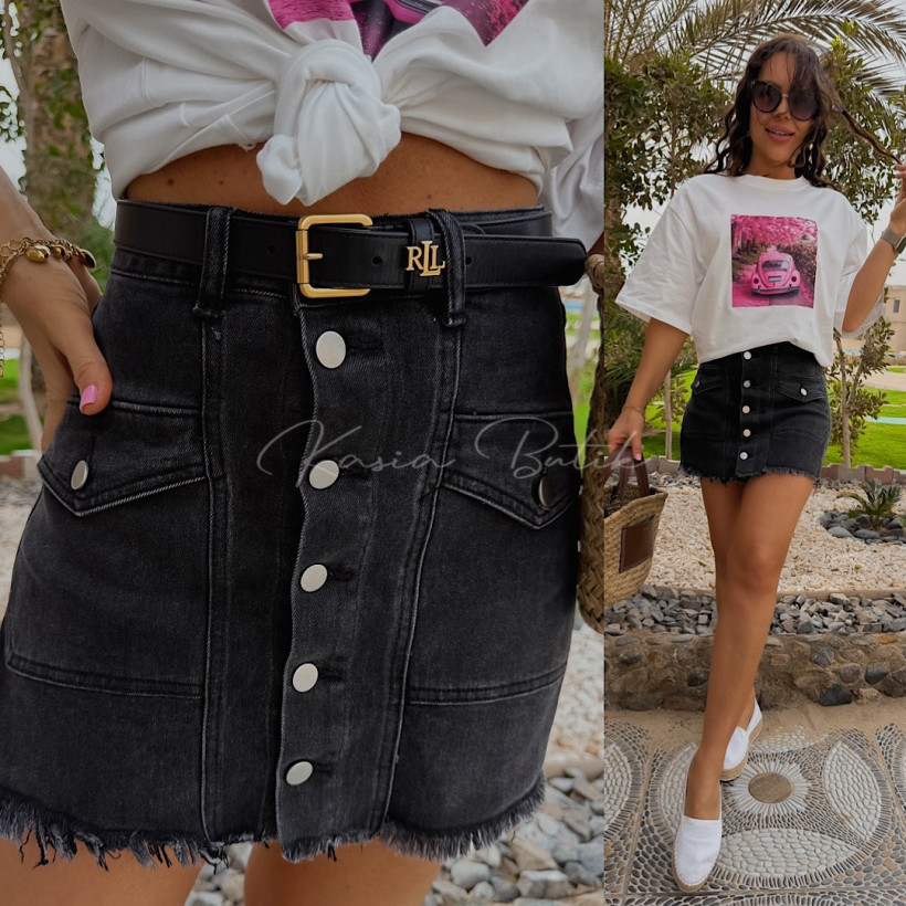 Jeansowe Spódnico-Szorty Naila Ciemnografitowe