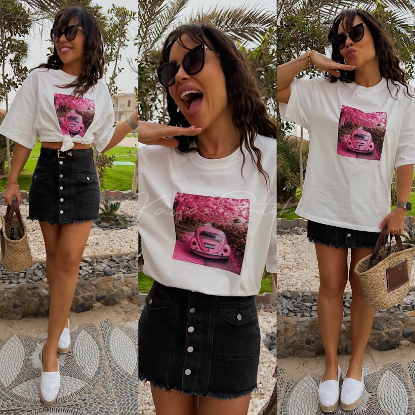 T-shirt Overisize Garbus Biały