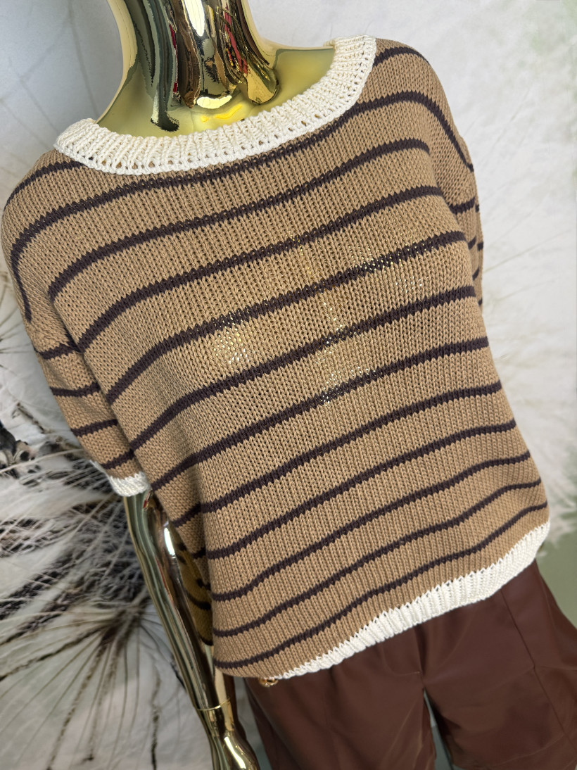 Sweterek t-shirt w paski Minouu 