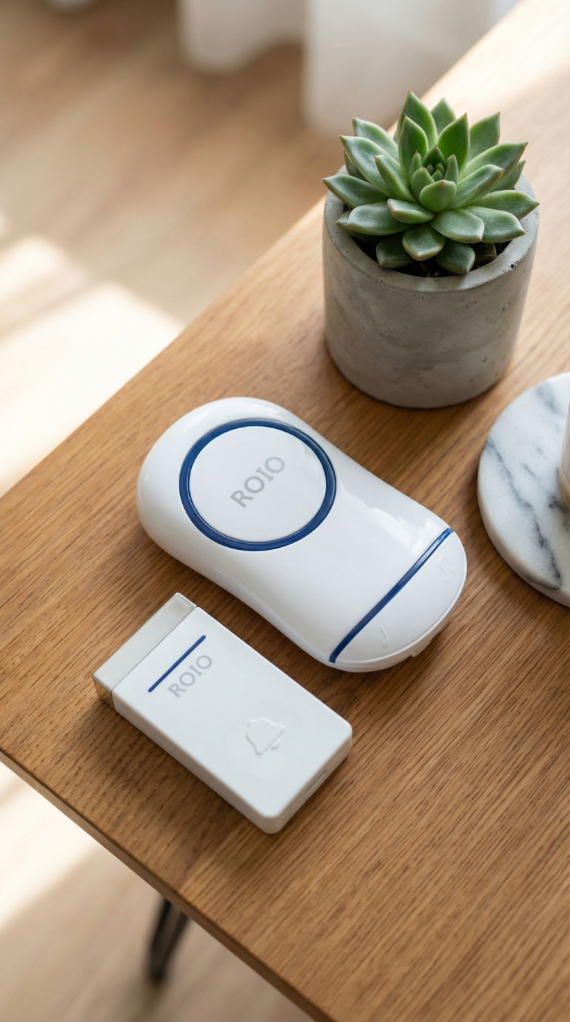 Dzwonek bezprzewodowy ROIO biało niebieski