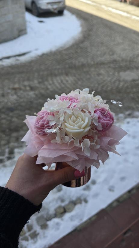 Box flowerbox świece sojowe podziękowanie komunia wesele chrzciny