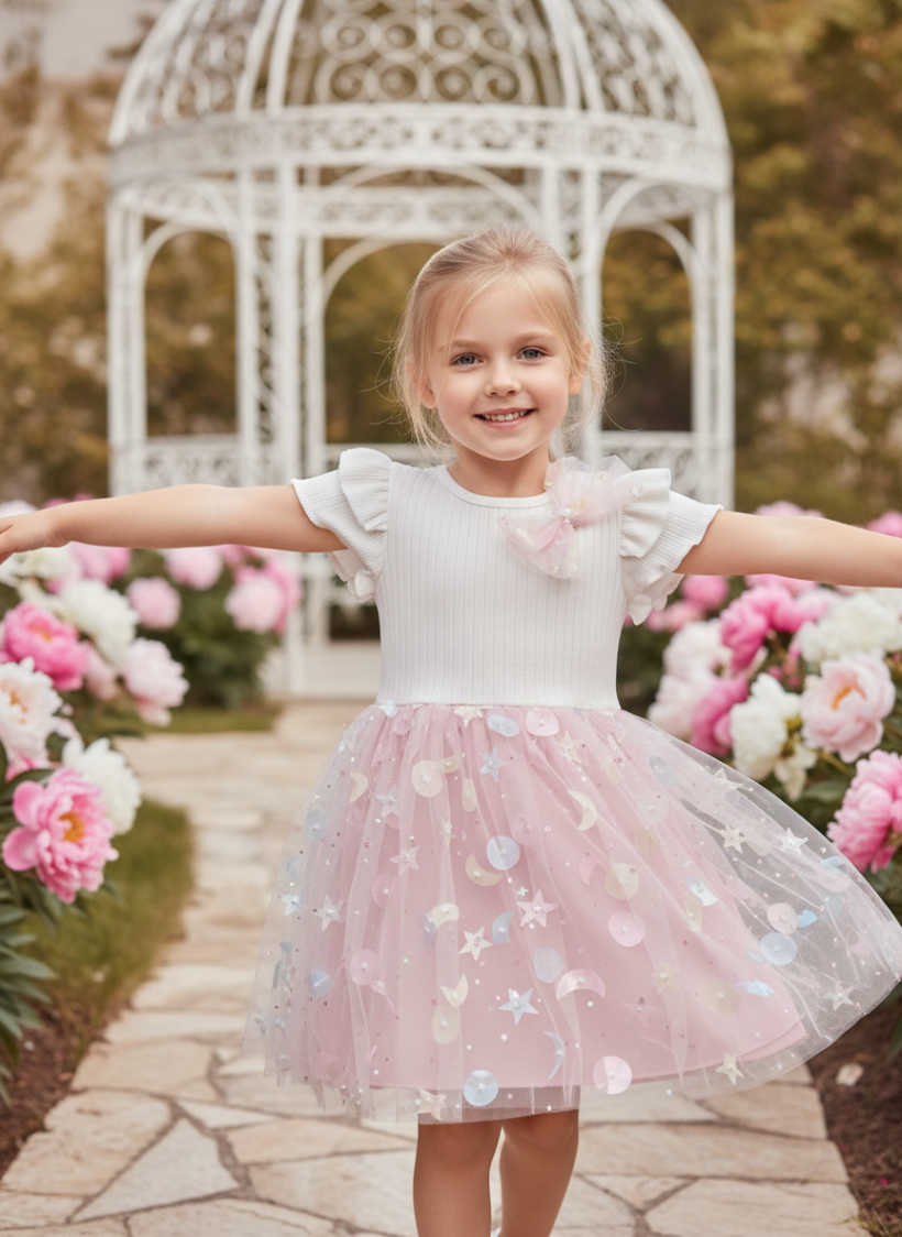 Sukienka prążek gwiazdki 98-146cm