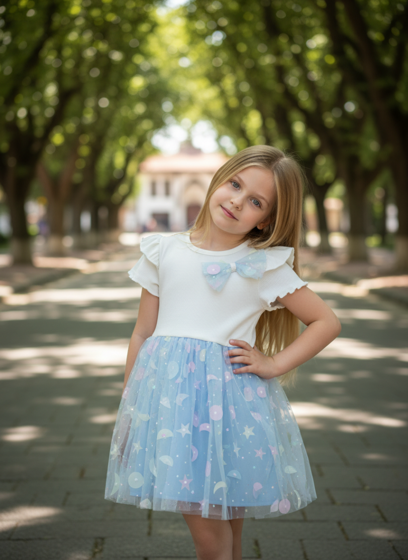 Sukienka prążek gwiazdki 98-146 